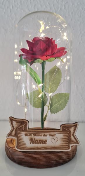 Rose im Glas m. Beleuchtung
