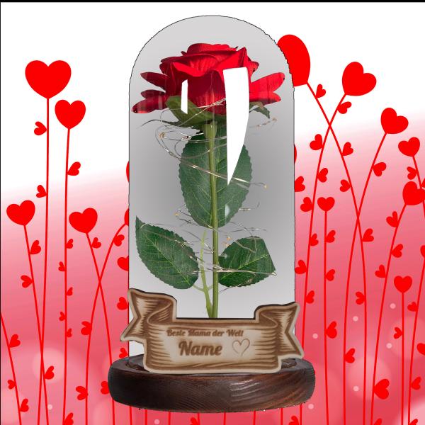 Rose im Glas m. Beleuchtung