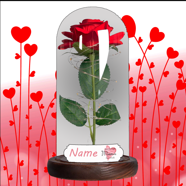 Rose im Glas m. Beleuchtung